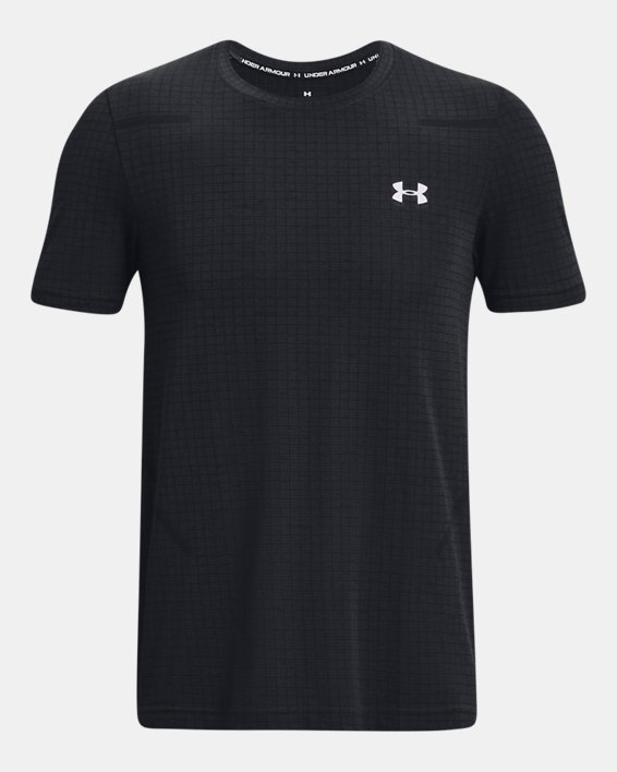 Men's UA Seamless Grid Short Sleeve in Black image number 4
